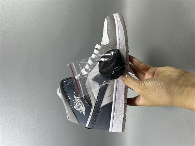 Men's Running Weapon Air Jordan 1 Grey/White Shoes 0732
